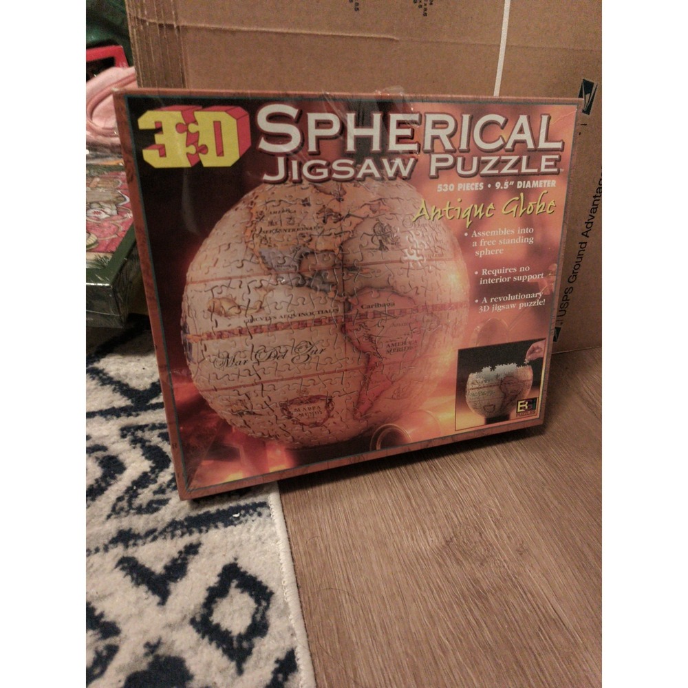 3D Spherical Jigsaw Puzzle Antique Globe 530 Pieces 9.5in Diameter Educa New